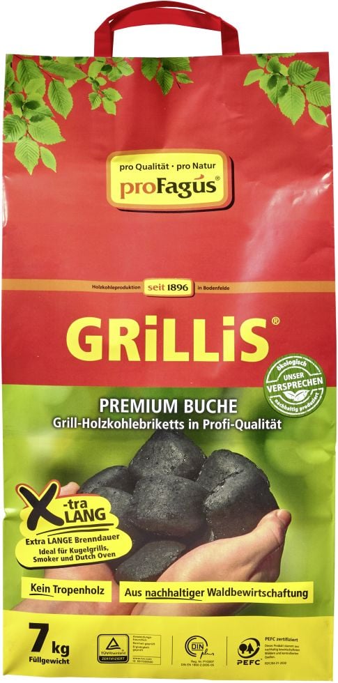 Profagus Buchengrillholzkohle Briketts Grillis 7 Kg Beutel Kaufen