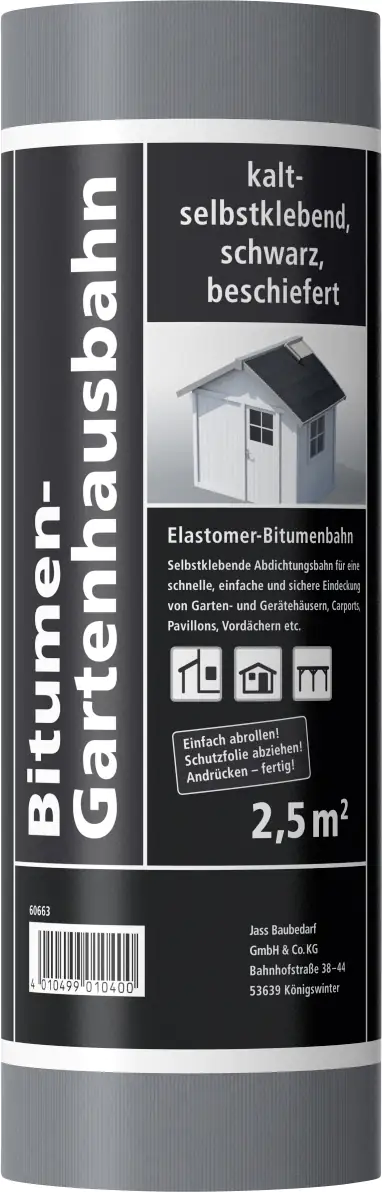 Bitumen-Gartenhausbahn 5 x 0,5 m = 2,5 m² schwarz