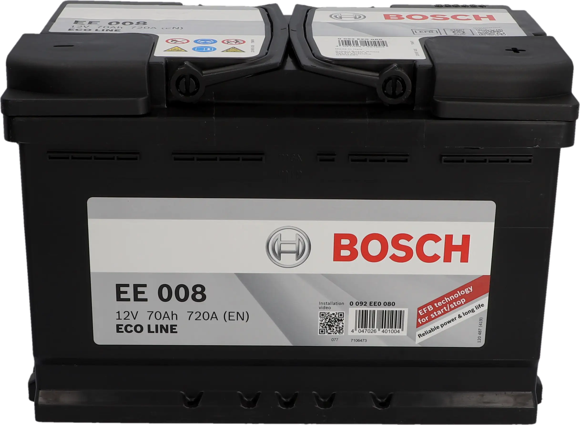 Bosch Starterbatterie Ecoline EFB 70Ah 720A Maße: 278x175x190mm