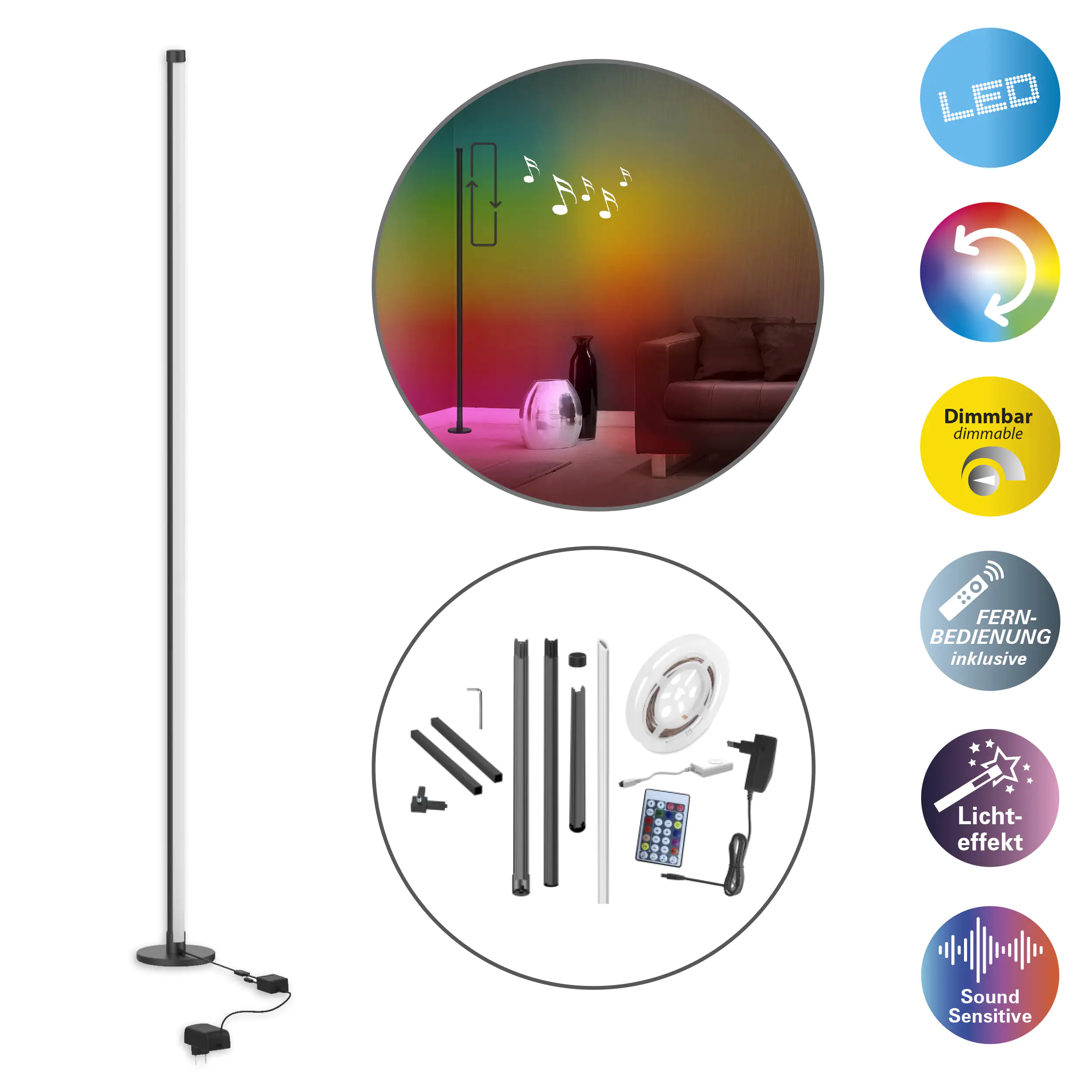 Digital Globus Sound Light Näve LED | kaufen Sensitive Baumarkt Motion 1,5 m Dekostehleuchte