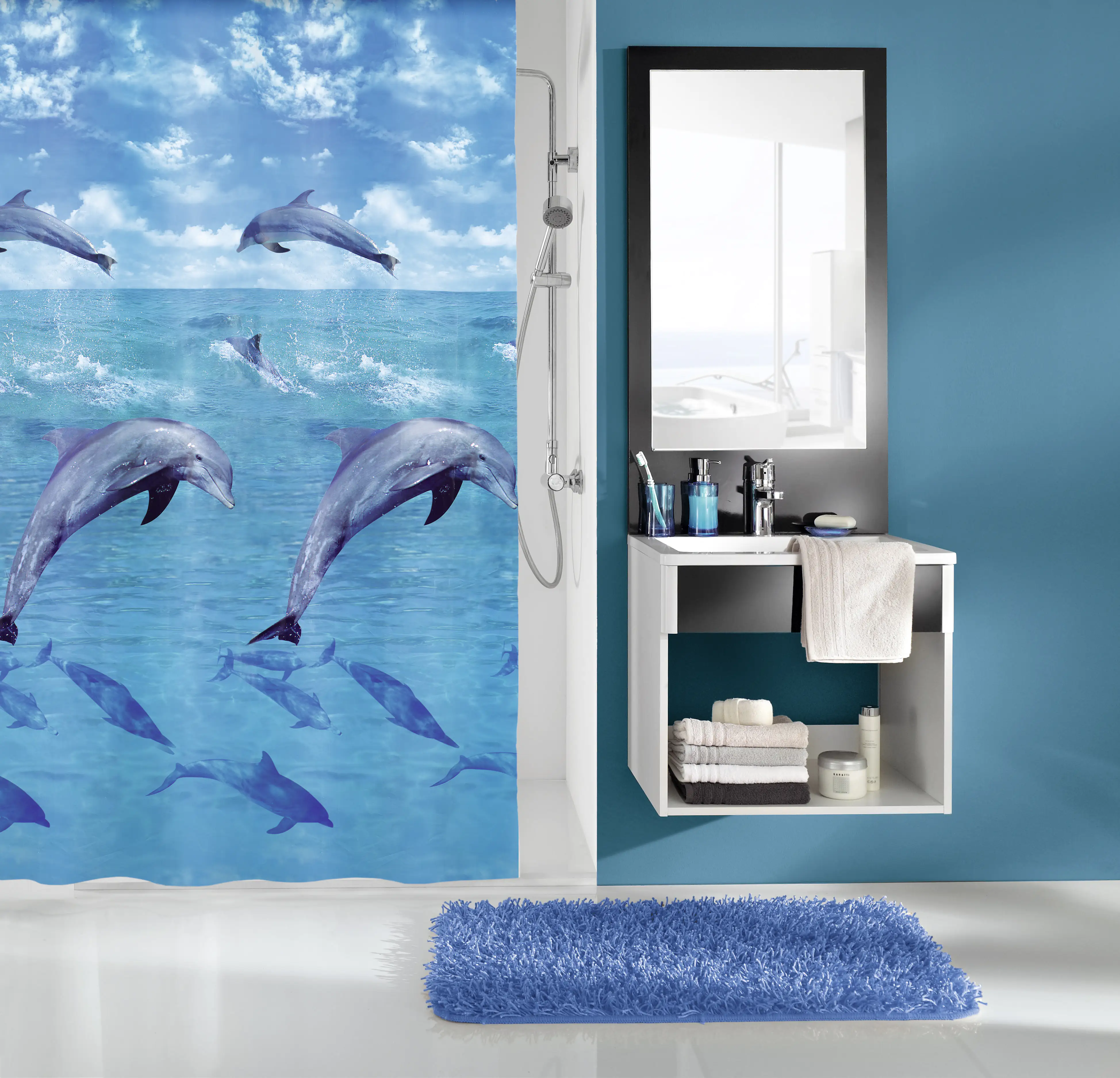 Kleine Wolke Duschvorhang Dolphin multicolor, cm Globus x kaufen Baumarkt | 180 200