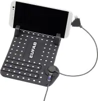 EUFAB Anti-Rutsch Smartphone Halterung mit USB Ladekabel 18x11x1cm