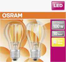 Osram LED Leuchtmittel Retro Classic E27 11W 2er-Pack warmweiß, klar