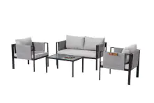 TrendLine Loungeset Edelstahl Amalfi  4-teilig mit Sofa, Sesseln und Tisch