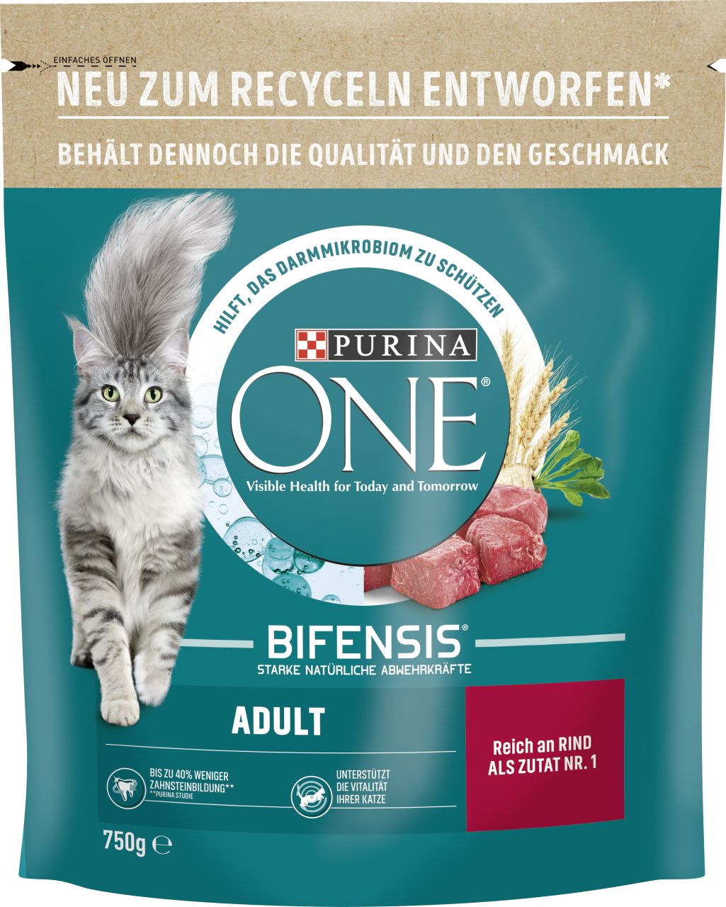 Purina ONE Adult reich an Rind und Vollkorn-Getreide 750 g GLO629206373