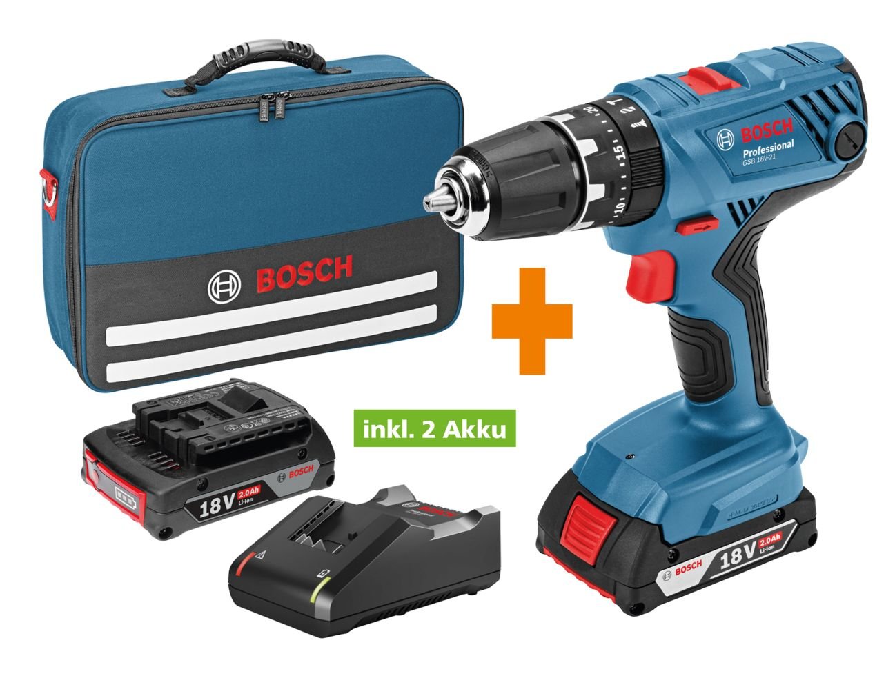 Bosch Professional Akku Schlagbohrschrauber Gsb 18v 21 2 Ah Inkl 2x