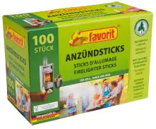 Favorit Anzündsticks Naturholz und Wachs 100 Stück