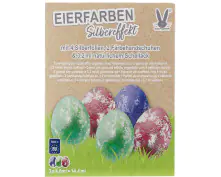 Eierfarben Silbereffekt 3 Farben mit Goldfolie, Schellack und Färbehandschuhe